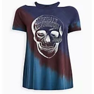 Torrid tie dye mentally elsewhere skull top 2x